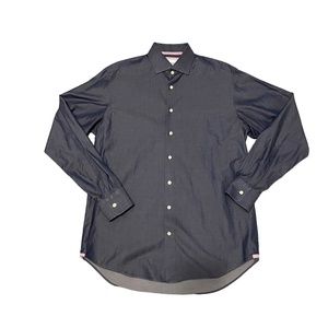 Charles Tyrwhitt 100% Cotton Blue‎ Long Sleeve Button Front Shirt Size 16/36